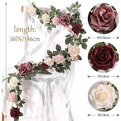 Artificial Rose Flower Garland 5 Feet Burgundy for Wedding