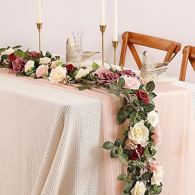 Artificial Rose Flower Garland 5 Feet Burgundy for Wedding