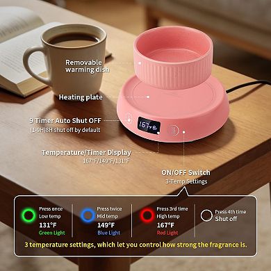 4-in-1 Wax Melt Warmer Candle Delay Start Timer 3 Color Light 8H Auto Shut Off