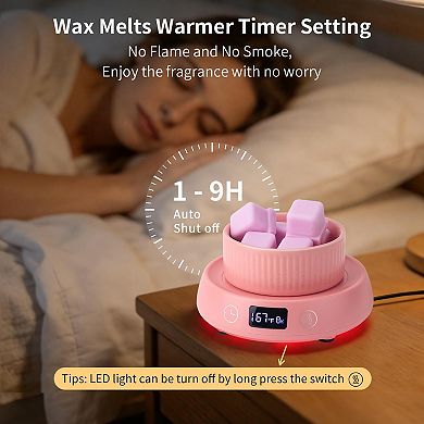 4-in-1 Wax Melt Warmer Candle Delay Start Timer 3 Color Light 8H Auto Shut Off