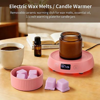 4-in-1 Wax Melt Warmer Candle Delay Start Timer 3 Color Light 8H Auto Shut Off