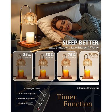 Candle Warmer Lamp Timer with 2 Bulbs Dimmer Adjustable Height Birthday Gifts Women