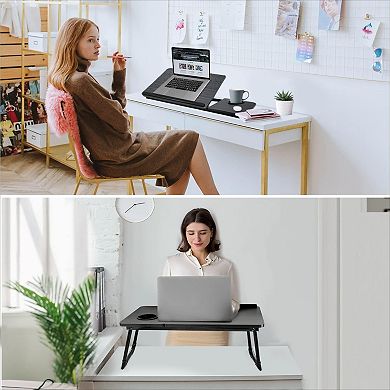 Laptop Desk for Bed Couch Portable Foldable with Cup Holder