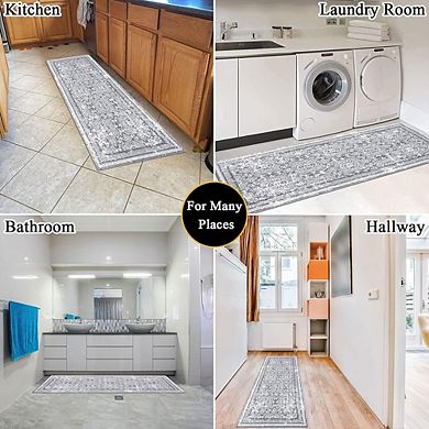 Vintage Shaggy Runner Rug Non Slip Washable Boho Hallway Floor Carpet