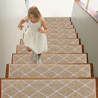 Stair Treads Non Slip Machine Washable Soft Polyester Carpet 28x9 in Self-adhesive Backing 15 pc
