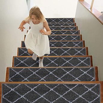 Stair Treads Non Slip Machine Washable Soft Polyester Carpet 28x9 in Self-adhesive Backing 15 pc