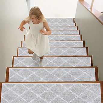 Stair Treads Non Slip Machine Washable Soft Polyester Carpet 28x9 in Self-adhesive Backing 15 pc