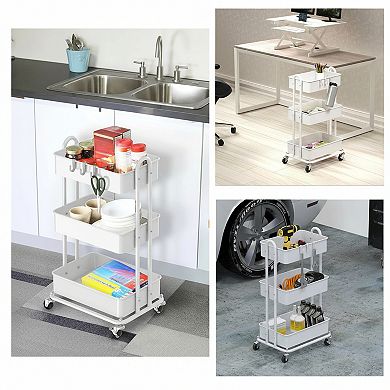 Heavy Duty Metal Utility Rolling Cart 3 Tier