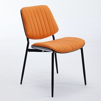Merax Mid-Century Modern Dining Chair with Walnut Bentwood & Faux Leather, Ergonomic Curved Back