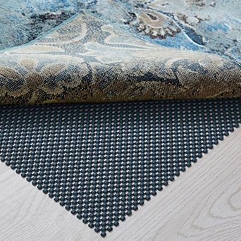 Non Slip Rug Pad Gripper for Hardwood Floors Thick Anti Skid Mat Under Carpet Tile Dark Blue