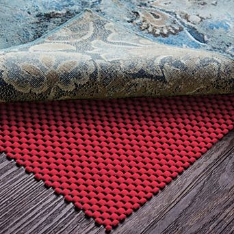 Non Slip Rug Pad Gripper for Hardwood Floors Thick Anti Skid Mat Under Carpet Tile Red
