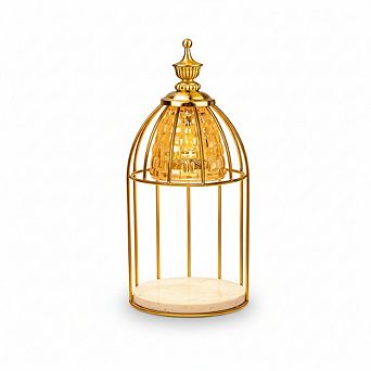 Vintage Birdcage Electric Candle Warmer Lamp with Timer Dimmable 50W Bulb Marble Base Home Decor