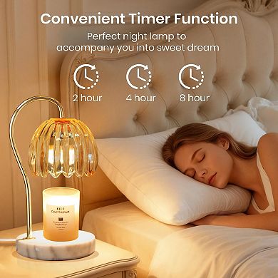 Candle Warmer Lamp Dimmable Electric Wax Melt 2 Bulbs Marble Base Home Decor Gift