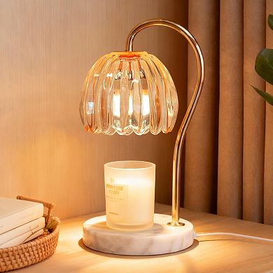 Candle Warmer Lamp Dimmable Electric Wax Melt 2 Bulbs Marble Base Home Decor Gift