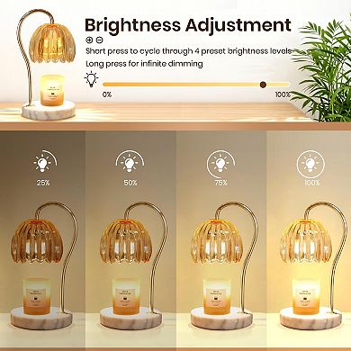 Candle Warmer Lamp Dimmable Electric Wax Melt 2 Bulbs Marble Base Home Decor Gift