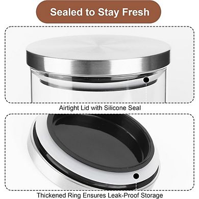 Airtight Glass Coffee Canister Set of 2 with Scoop, Kitchen Storage Jars