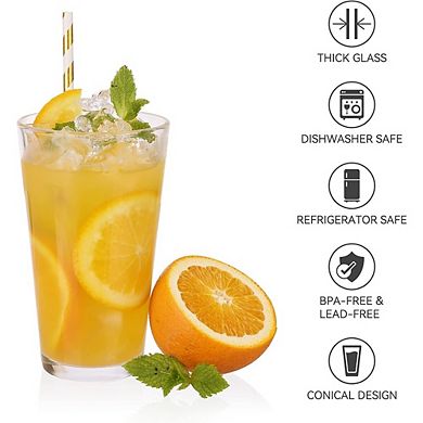8-Piece Beer Glass Set Durable Highball Glasses for Water & Drinks