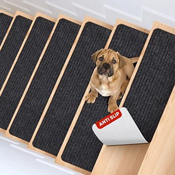 Non-Slip Carpet Stair Treads 8"X30" 15 Pack Indoor Safety Rug for Elders Pets Reusable Adhesive