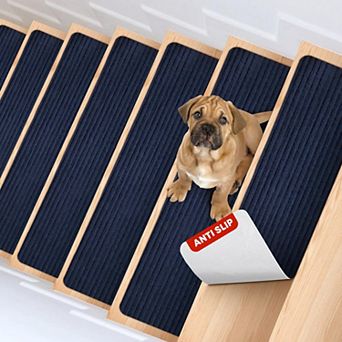 Non-Slip Carpet Stair Treads 8"X30" 15 Pack Indoor Safety Rug for Elders Pets Reusable Adhesive