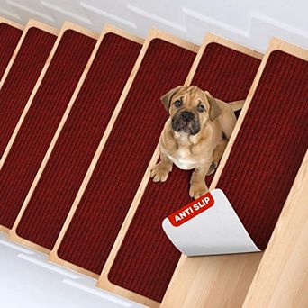 Non-Slip Carpet Stair Treads 8"X30" 15 Pack Indoor Safety Rug for Elders Pets Reusable Adhesive