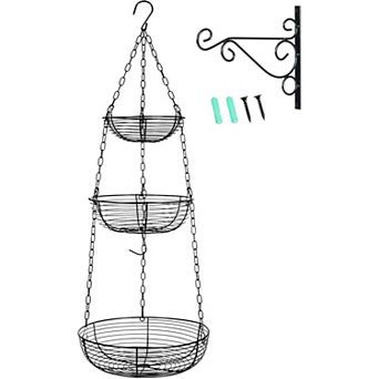 3 tier Hanging Fruit Basket with Banana Hook 36 Inch