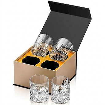 4 pc Whiskey Glasses, Old Fashioned Cocktail & Bourbon Glass Set