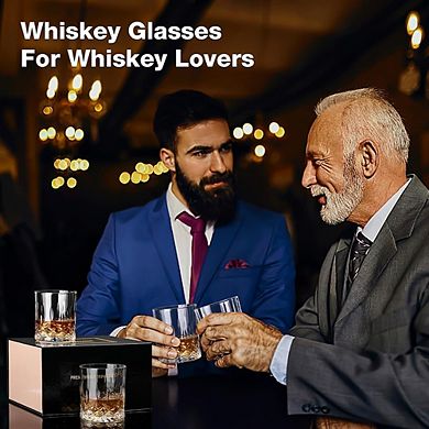 4pc Whiskey Glasses, Old Fashioned Cocktail & Bourbon Glass Set