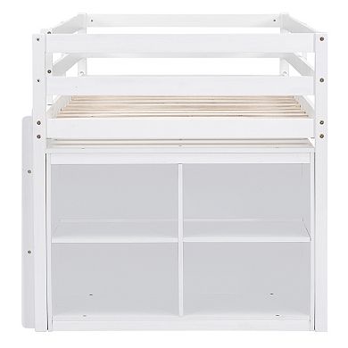 Merax Loft Bed with Retractable Writing Desk and 4 Drawers