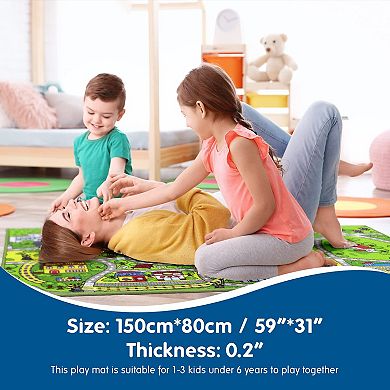 Car Rug Washable Play Mat 60"x32" Track Non Slip City Road Floor Carpet for Kids Room