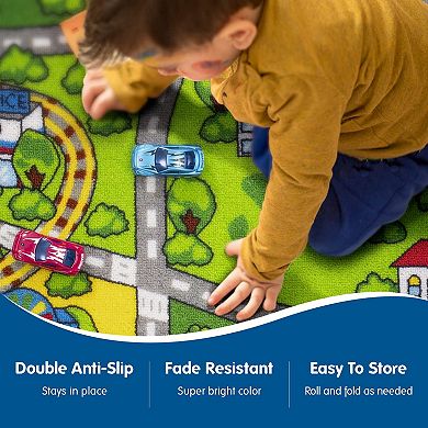 Car Rug Washable Play Mat 60"x32" Track Non Slip City Road Floor Carpet for Kids Room
