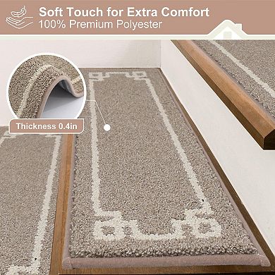 Stair Treads Non Slip Washable Carpet TPE Backing Soft Polyester Indoor Elders Dogs 9"x28" 4pcs