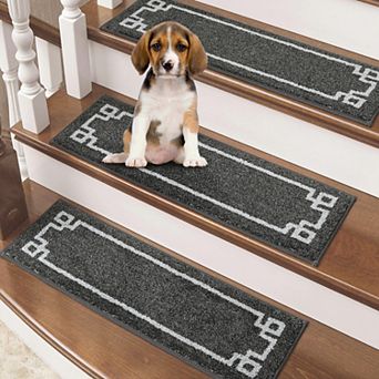 Stair Treads Non Slip Washable Carpet TPE Backing Soft Polyester Indoor Elders Dogs 9"x28" 4 pc