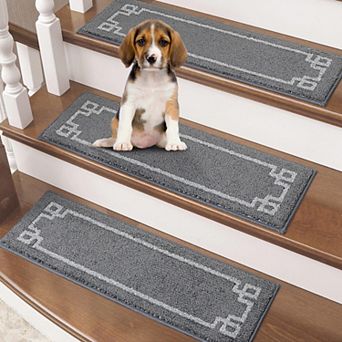 Stair Treads Non Slip Washable Carpet TPE Backing Soft Polyester Indoor Elders Dogs 9"x28" 4 pc