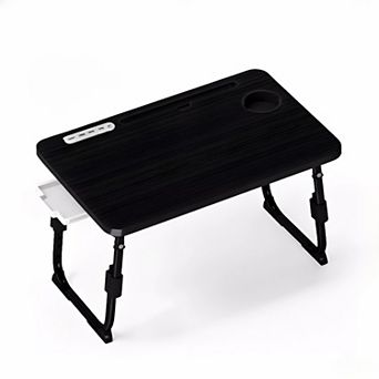 Height Adjustable Laptop Desk with USB Storage Drawer Cup Holder