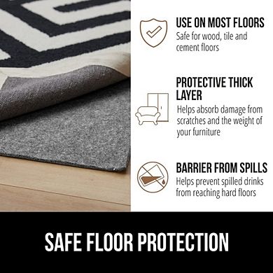 Felt Rubber Rug Pad 1/8 Inch Thick Non Slip Gripper Cushioned Underlay Hardwood Floor Protection