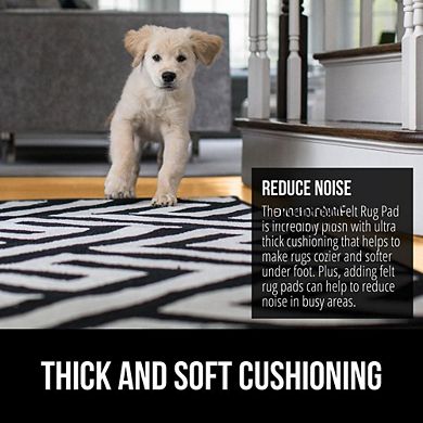Felt Rubber Rug Pad 1/8 Inch Thick Non Slip Gripper Cushioned Underlay Hardwood Floor Protection