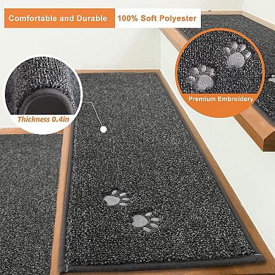 Stair Treads Non Slip Carpet Indoor 28x9 Inch Machine Washable Soft Polyester TPE Backing 15pcs