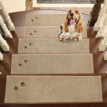 Stair Treads Non Slip Carpet Indoor 28x9 Inch Machine Washable Soft Polyester TPE Backing 15 pc