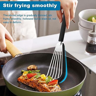 Silicone Fish Spatula Set, Heat-Resistant, Nonstick, Stainless Steel Core
