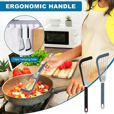 Silicone Fish Spatula Set, Heat-Resistant, Nonstick, Stainless Steel Core