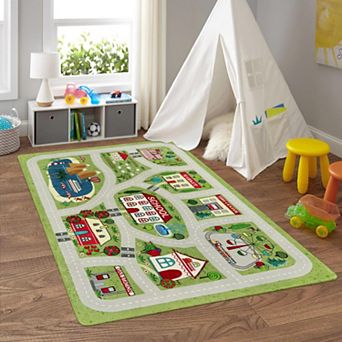 Kids Play Rug Road Traffic Carpet 47"x71" Educational City Car Track Mat Non-Slip Machine Washable