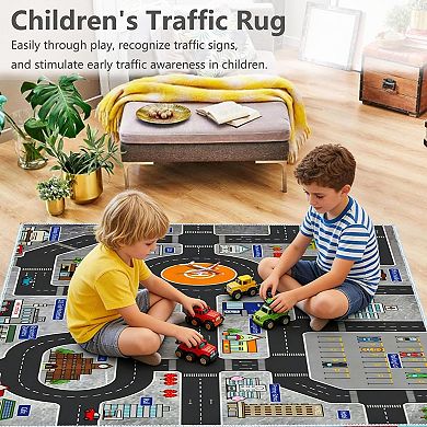 Car Rug Play Mat Road Traffic City Educational Rubber Backing Kids Bedroom Classroom