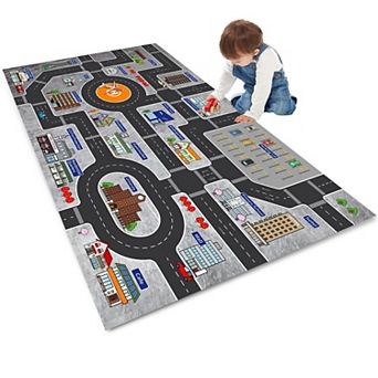 Car Rug Play Mat Road Traffic City Educational Rubber Backing Kids Bedroom Classroom