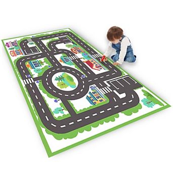Car Rug Play Mat Road Traffic City Educational Rubber Backing Kids Bedroom Classroom