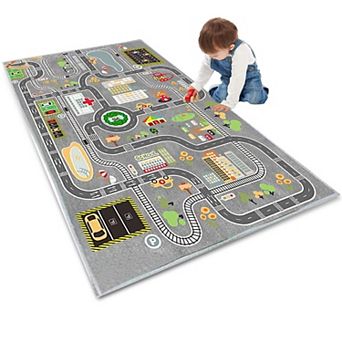 Car Rug Play Mat Road Traffic City Educational Rubber Backing Kids Bedroom Classroom