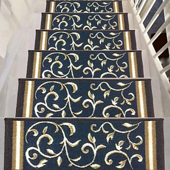 Stair Treads Non-Slip Rubber Backing Floral 8.5"x26" Set of 7 Indoor Outdoor Washable
