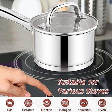 Stainless Steel Saucepan with Lid, Non-Toxic, All-Stove Safe