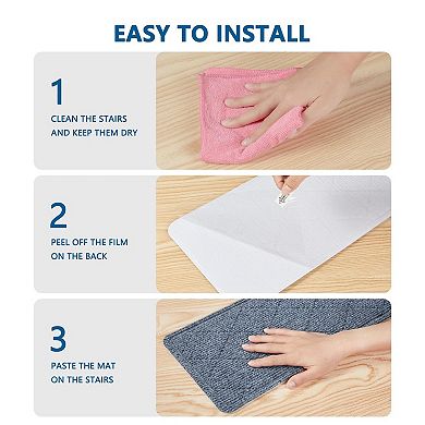 Stair Treads Non Slip Carpet 15 Pack 8" X 30" Indoor Wooden Steps Reusable Adhesive Polyester TPR