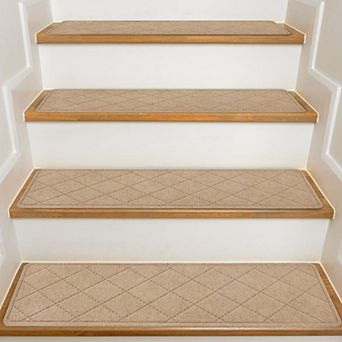 Stair Treads Non Slip Carpet 15 Pack 8" X 30" Indoor Wooden Steps Reusable Adhesive Polyester TPR
