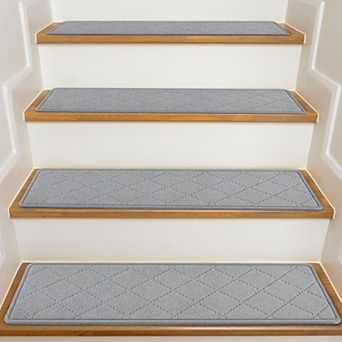Stair Treads Non Slip Carpet 15 Pack 8" X 30" Indoor Wooden Steps Reusable Adhesive Polyester TPR